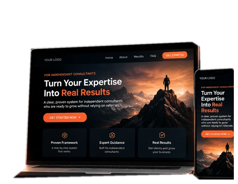 Example designed sales page concept displayed on desktop and mobile